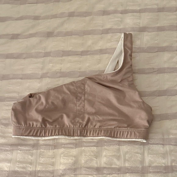 White Ribbed One-Shoulder Top - Picture 3 of 4